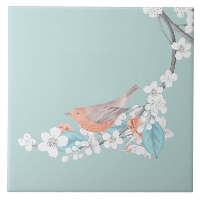 Bird & Flowers Tile (Front)