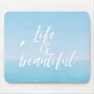 Bird Flying over Ocean in Hawaii Inspirational Mouse Pad