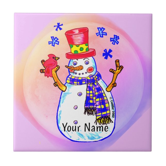 Bird Friends Snowman Tile (Front)
