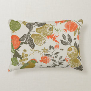 Bird Fruit Garden: Seamless Accent Pillow