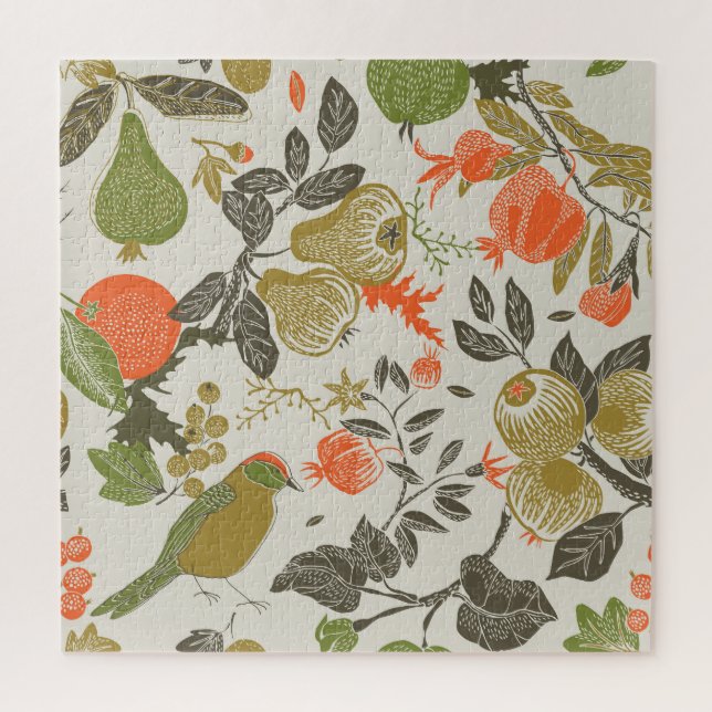 Bird Fruit Garden: Seamless Jigsaw Puzzle (Vertical)