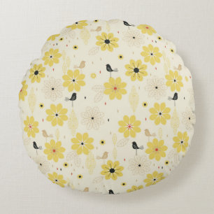 Bird Garden Round Pillow
