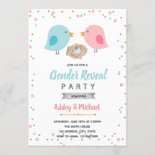 Bird gender reveal party invitation