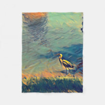 Bird Gone Fishing Fleece Blanket