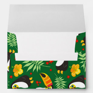 Bird Green Leave Orange Red Flower Tropical Jungle Envelope
