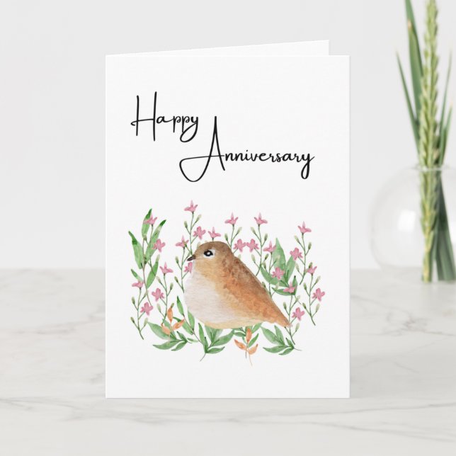 Bird Happy Anniversary Blank Greeting Card (Front)
