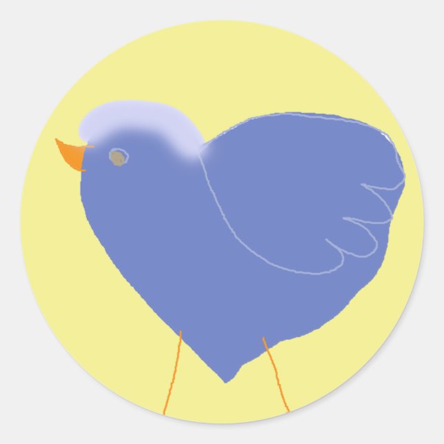 bird heart classic round sticker (Front)