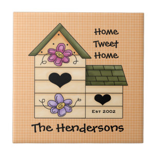 Bird House Family Name Tile