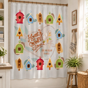 Bird House Home Sweet Home Shower Curtain