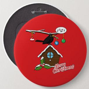 Bird House Merry Christmas 6 Inch Round Button