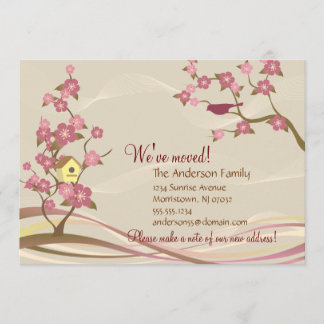Bird House Moving Announcement Flat Card Grey