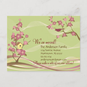 Bird House Moving Announcement Postcard Green