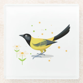Bird illustration - Summer colors Glass Coaster