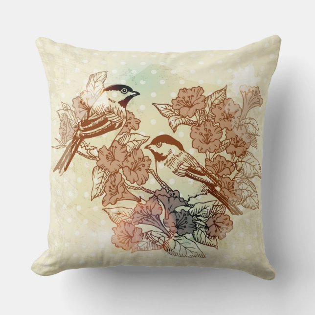 Bird Illustration Thow Pillow (Front)
