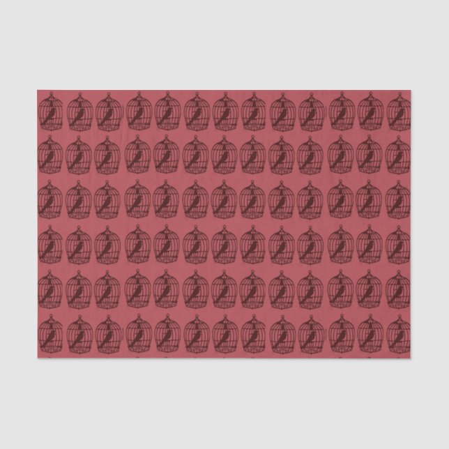 Bird in a Cage Burgundy Pattern Tissue Paper (Front)