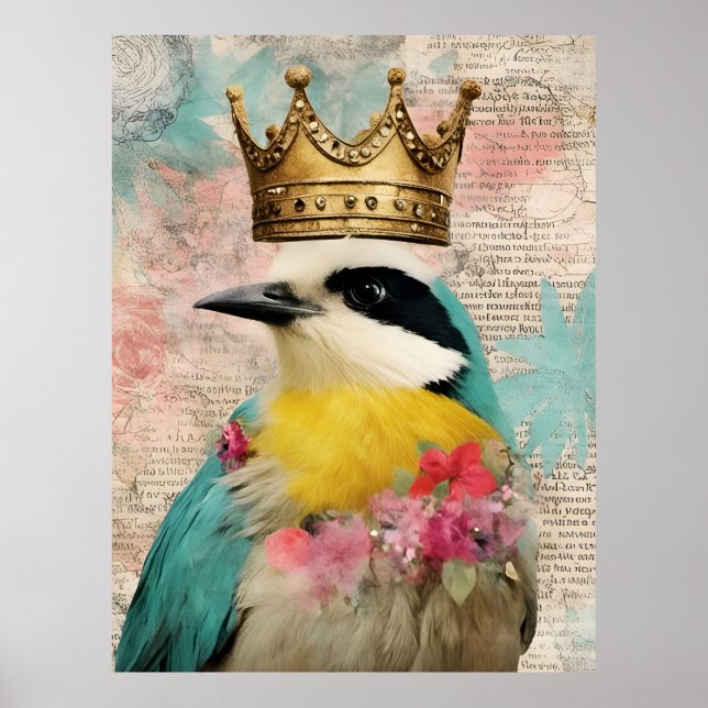 Bird in a Crown Collage Poster (Front)