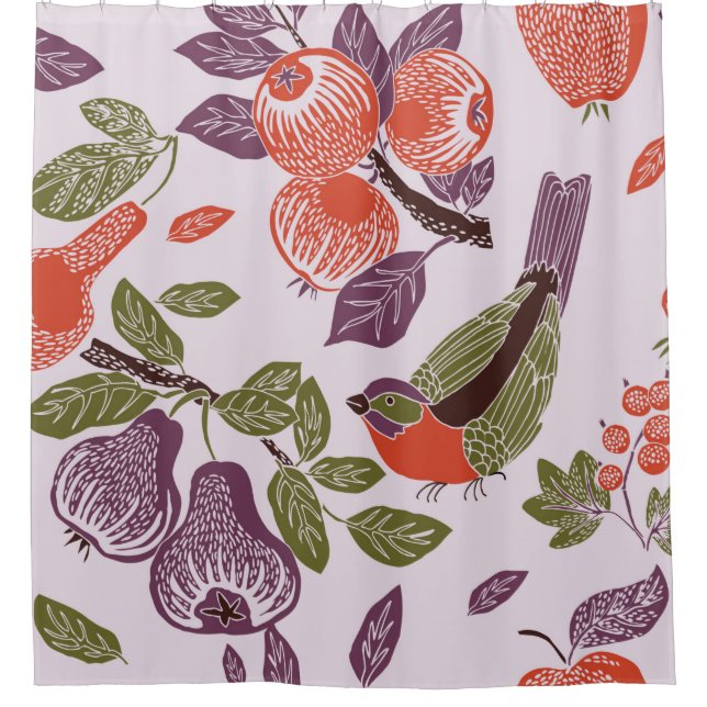 bird in a fruit garden. seamless pattern (Front)