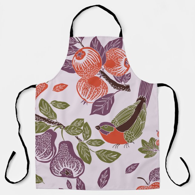 bird in a fruit garden. seamless pattern apron (Front)