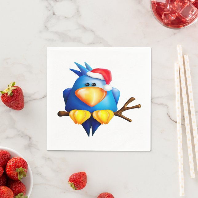 Bird In A Santa Hat Paper Napkins (Creator Uploaded)