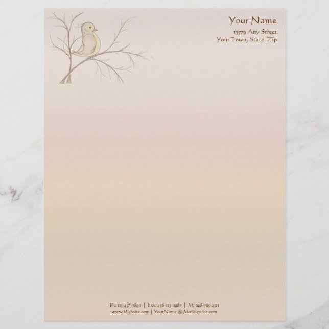 Bird in a Tree Letterhead {Rainbow, Pg 1} (Front)