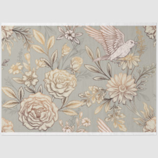 Bird in Bloom with Neutral Background Tissue Paper