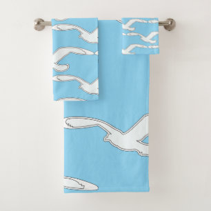 Bird In Flight Bath Accessory Lt Blue Towel Set