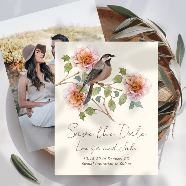 Bird in Florals Save the Date Photo (Creator Uploaded)