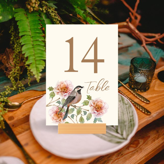 Bird in Florals Wedding Table Number (Creator Uploaded)