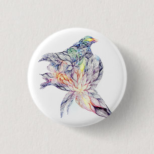 Bird in her nest 1 inch round button