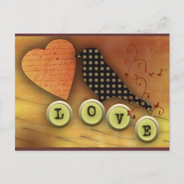 Bird in love postcard (Front)