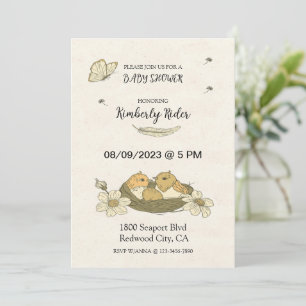 Bird In Nest Baby Shower Invitation