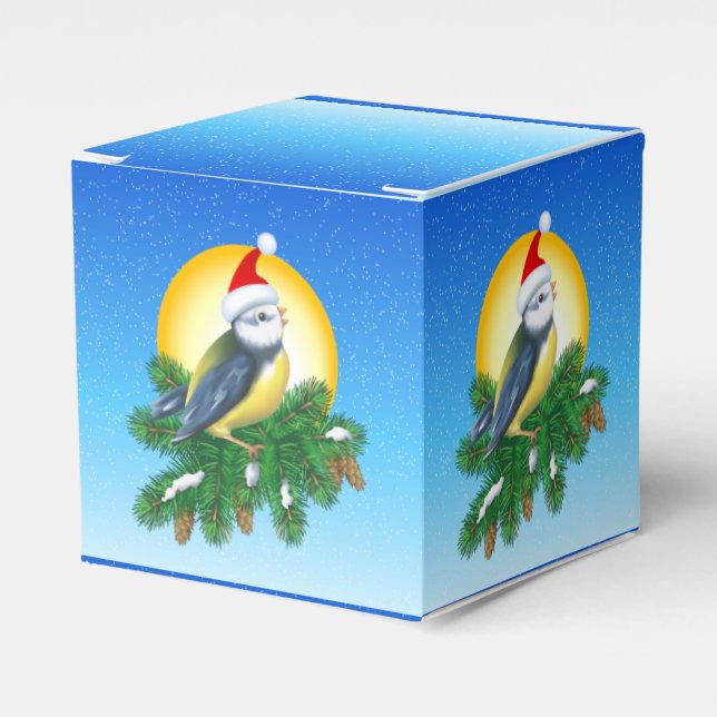 Bird in Santa Hat Favor Box (Front Side)