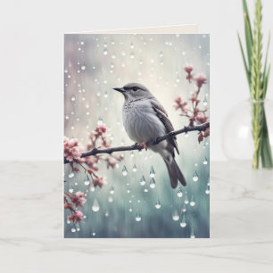 Bird  in the Rain Sympathy Card