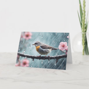 Bird in the Rain Sympathy Card