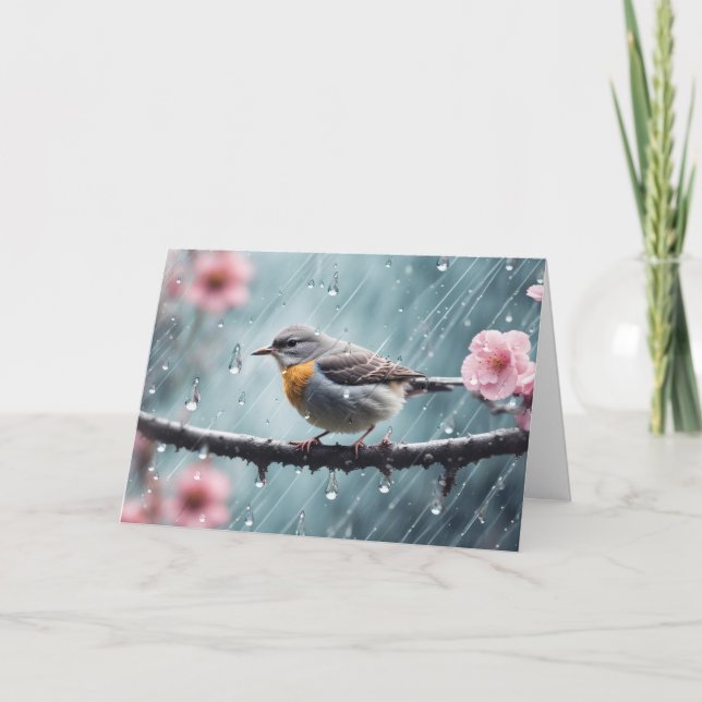 Bird in the Rain Sympathy Card (Front)