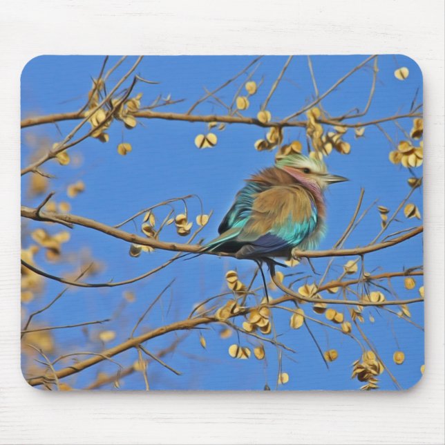 Bird in Tree and Blue Sky Photo Mouse Pad (Front)