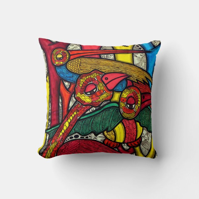 Bird Life Throw Pillow (Front)