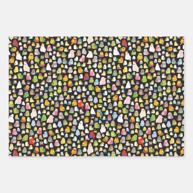 Bird Loafs (black) Wrapping Paper Sheet (Front)