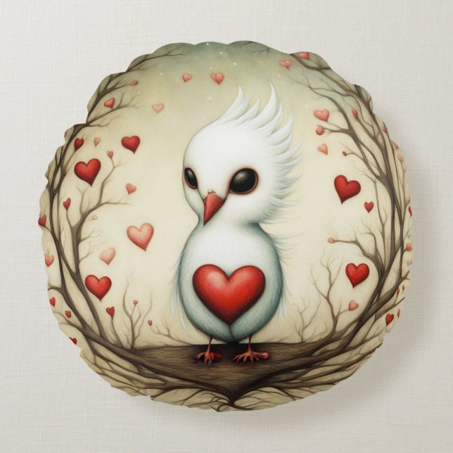 Bird Love 4 Round Pillow (Front)