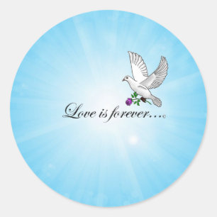 Bird "LOVE is Forever" Classic Round Sticker
