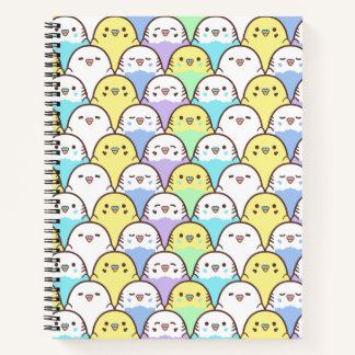 Bird Lover Blue Yellow Cartoon Budgies Pattern Notebook