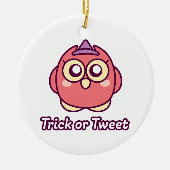 Bird Lover Halloween Cute Owl Witch Ceramic Ornament (Front)