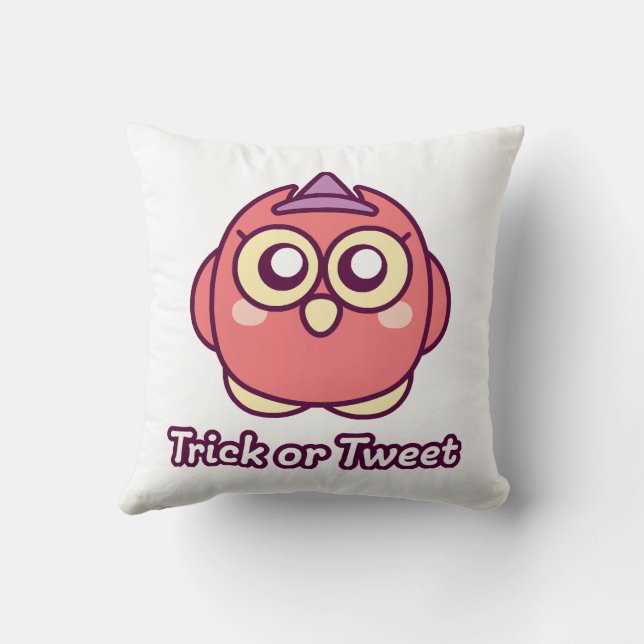 Bird Lover Halloween Cute Owl Witch Throw Pillow (Back)