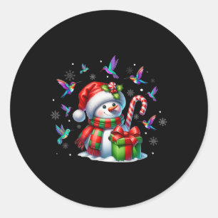Bird Lover Hummingbirds Snowman Santa Hat Christma Classic Round Sticker