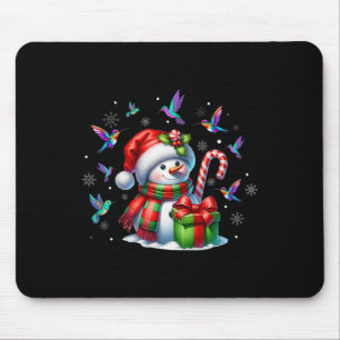 Bird Lover Hummingbirds Snowman Santa Hat Christma Mouse Pad