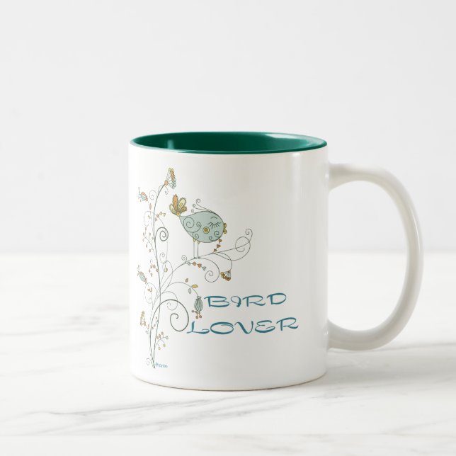 BIRD LOVER Two-Tone COFFEE MUG (Right)