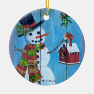 Bird Lovers and Mistletoe Ceramic Ornament