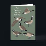 Bird Lovers Canada Geese Illustration Birthday Card<br><div class="desc">Create your own personalized greeting card that's perfect for birthdays or any occasion. Bird lovers will appreciate the illustrations of Canada geese on the front and inside of the card. The front of the card has six realistic style illustrations of geese against a sage green background with a spot in...</div>
