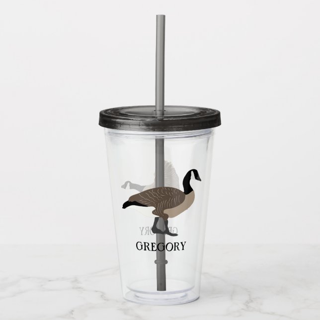 Bird Lovers Canada Geese Illustration Personalized Acrylic Tumbler (Front)