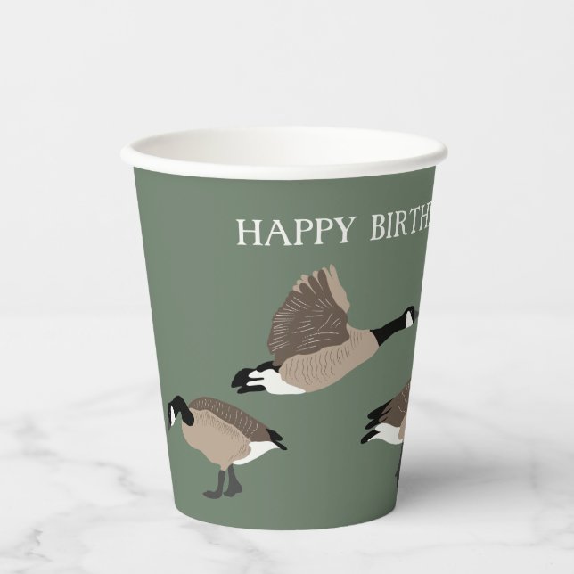Bird Lovers Canada Geese Illustration Personalized Paper Cups (Front)